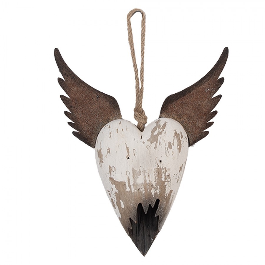 Dekorace závěsné srdce s andělskými křídly Angel Rustic S - 17*3*20 cm Clayre & Eef Dekorace závěsné srdce s andělskými křídly Angel Rustic S - 17*3*20 cm Clayre & Eef
