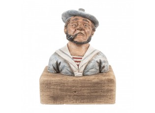 Dekorace figurka námořník s fajfkou na podstavci Rustic - 19*11*24 cm
