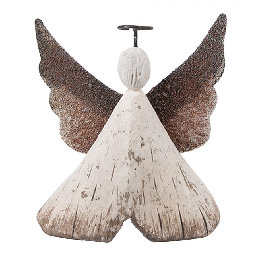 Dekorace dřevěná figurka anděl Angel Rustic S - 8*3*9 cm