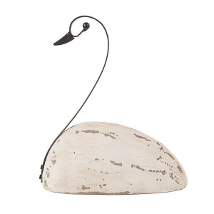 Bílá antik dřevěná dekorace Labuť Swan Rustic M - 17*8*19 cm