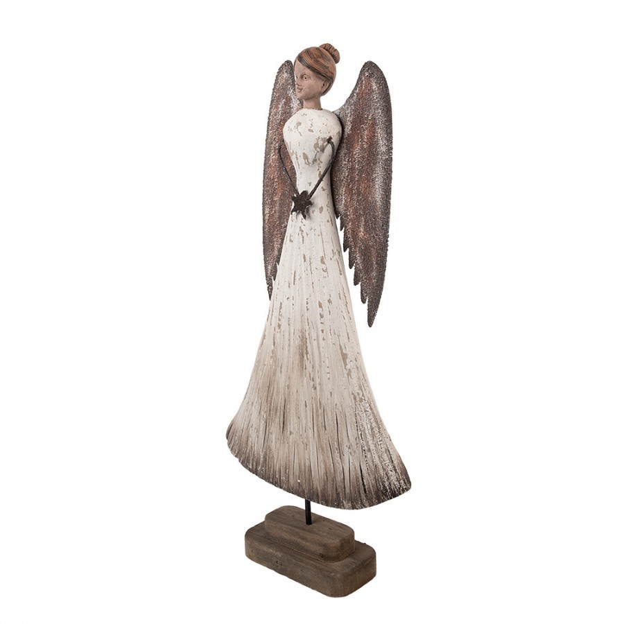 Dřevěná dekorace anděl s hvězdičkou Angel Rustic Brocante - 19*6*42 cm Clayre & Eef Dřevěná dekorace anděl s hvězdičkou Angel Rustic Brocante - 19*6*42 cm Clayre & Eef