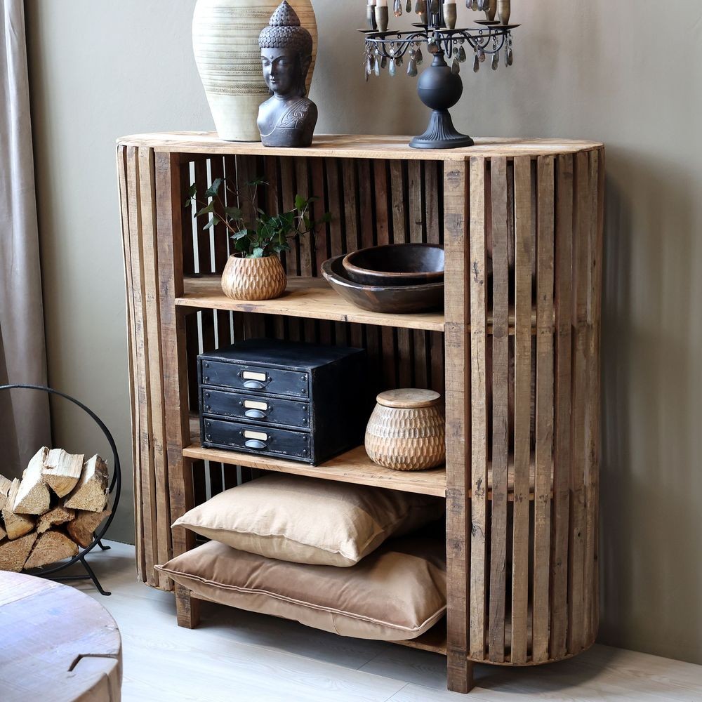 Hnědá antik dřevěná komoda z recyklovaného dřeva Grimaud - 116*37*115 cm Chic Antique Hnědá antik dřevěná komoda z recyklovaného dřeva Grimaud - 116*37*115 cm Chic Antique