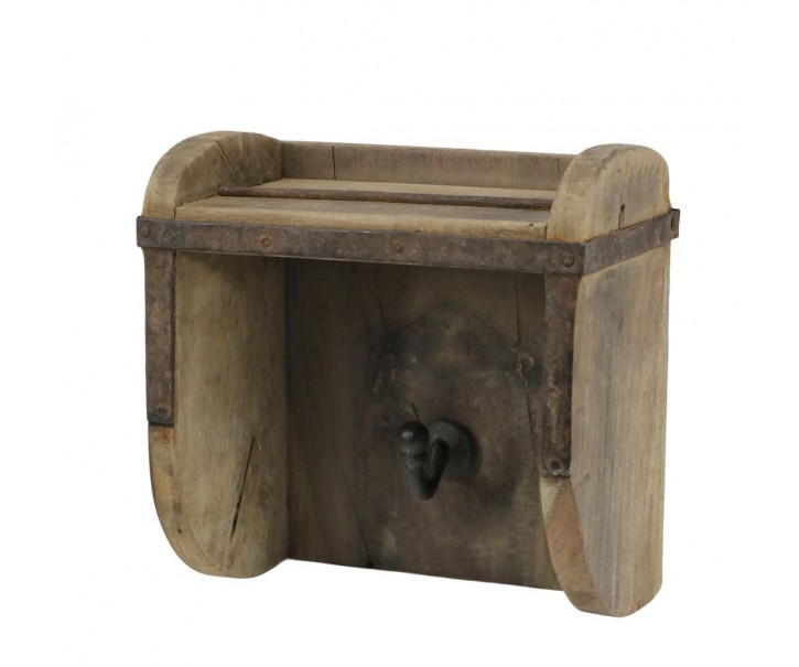 Hnědá dřevěná polička s háčkem z cihlové formy Grimaud - 14*8*15 cm Chic Antique
