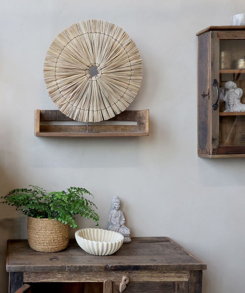 Hnědá antik dřevěná nástěnná polička Grimaud - 50*13*12 cm Chic Antique Hnědá antik dřevěná nástěnná polička Grimaud - 50*13*12 cm Chic Antique