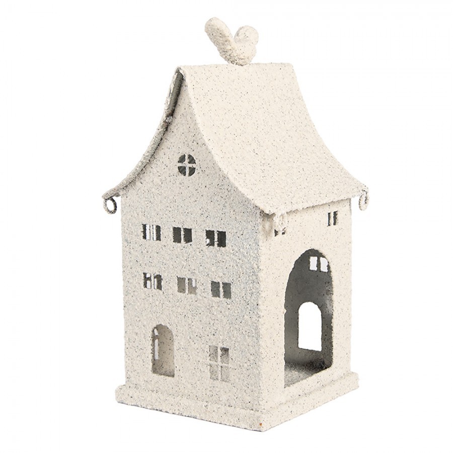 Béžový antik kovový svícen domek Vintage House - 14*15*28 cm Clayre & Eef Béžový antik kovový svícen domek Vintage House - 14*15*28 cm Clayre & Eef