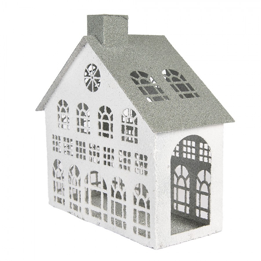 Bílý antik kovový svícen domek Vintage House - 34*16*34 cm Clayre & Eef Bílý antik kovový svícen domek Vintage House - 34*16*34 cm Clayre & Eef