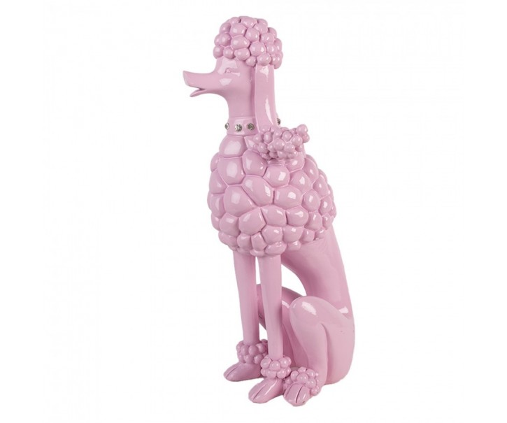 Růžová dekorace figurka pudl Poodle - 13*17*33 cm Clayre & Eef