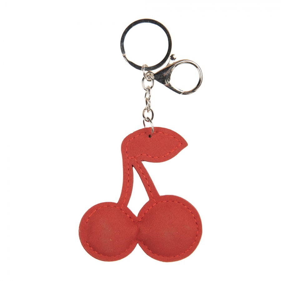 Přívěšek na klíče s kamínky červené třešně - 7*2*13 cm Clayre & Eef Přívěšek na klíče s kamínky červené třešně - 7*2*13 cm Clayre & Eef