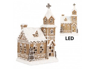 Vánoční perníková dekorace kostel Gingerbread House Led - 14*12*23 cm