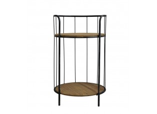 Černý antik kovový kulatý odkládací stolek Joanne - Ø 38*68 cm