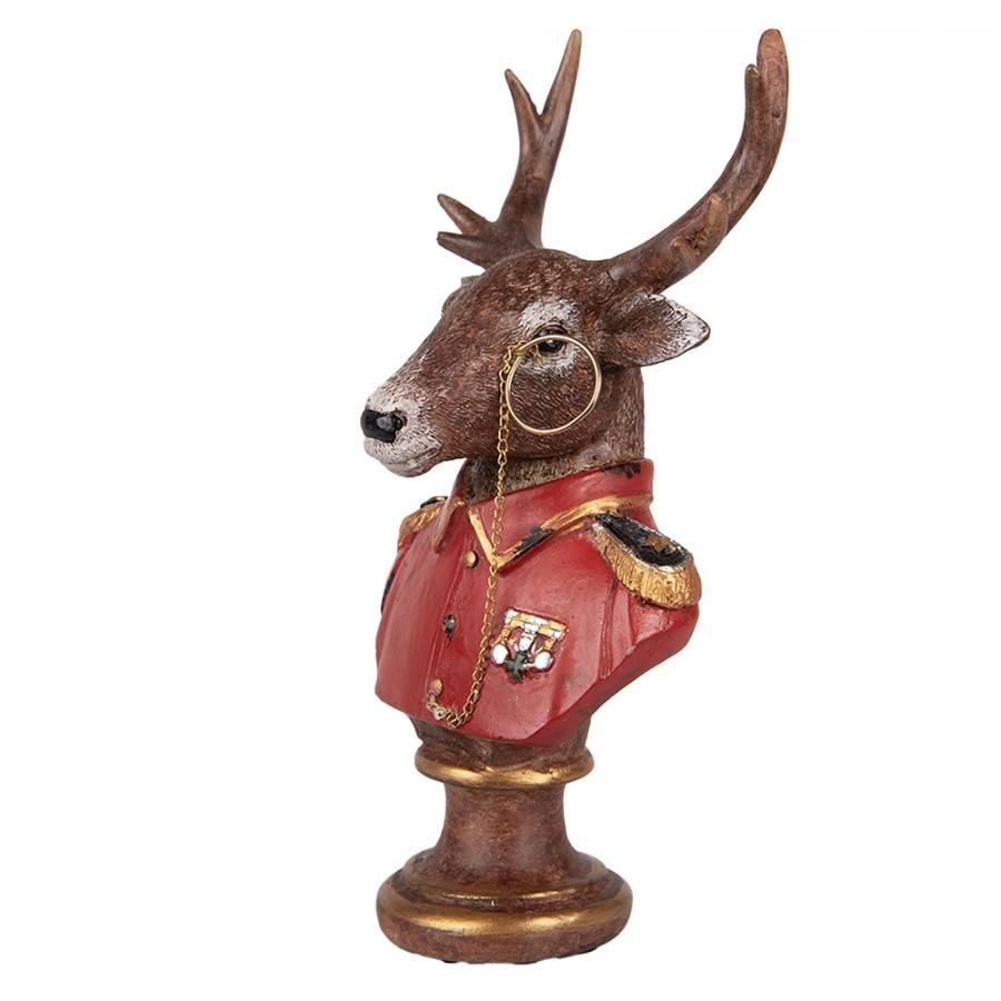 Červeno-hnědá vánoční dekorace busta jelen Deer - 10*8*19 cm Clayre & Eef Červeno-hnědá vánoční dekorace busta jelen Deer - 10*8*19 cm Clayre & Eef