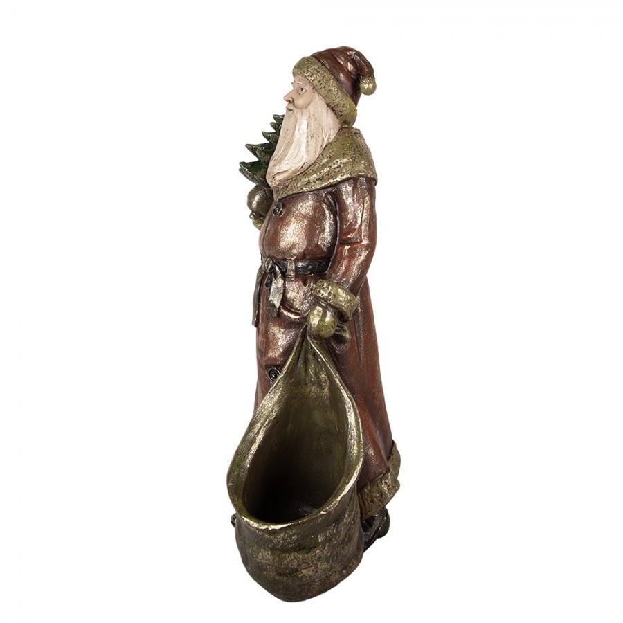 Vánoční dekorace figurka Santa s pytlem na dárky a stromkem - 24*17*47 cm Clayre & Eef Vánoční dekorace figurka Santa s pytlem na dárky a stromkem - 24*17*47 cm Clayre & Eef