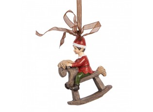 Závěsná dekorace Elf na houpacím koníkovi - 7*3*9 cm