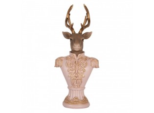 Růžovo-hnědá vánoční dekorace busta jelen Deer - 16*14*36 cm