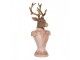 Růžovo-hnědá vánoční dekorace busta jelen Deer - 16,14*36 cm Clayre & Eef