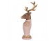 Růžovo-hnědá vánoční dekorace busta jelen Deer - 16,14*36 cm Clayre & Eef