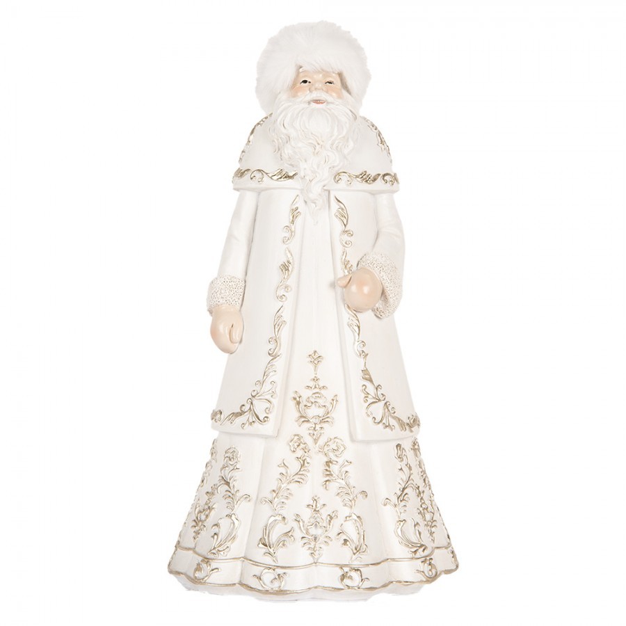 Bílo-zlatá antik dekorace Santa Claus - 13*10*25 cm