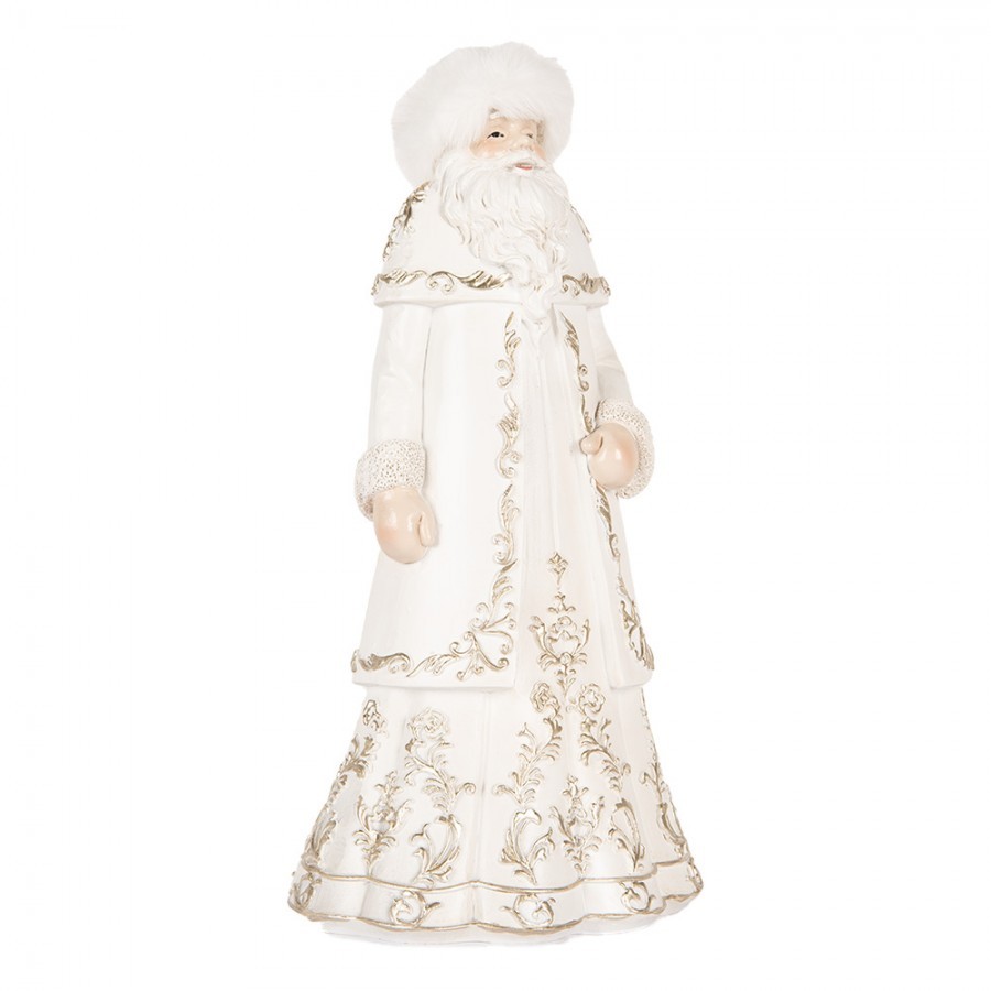 Bílo-zlatá antik dekorace Santa Claus - 13*10*25 cm Clayre & Eef Bílo-zlatá antik dekorace Santa Claus - 13*10*25 cm Clayre & Eef