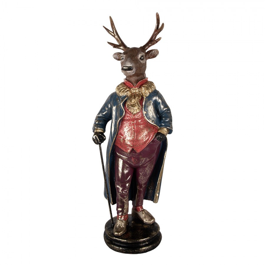 Červeno-hnědá vánoční dekorace figurka jelen Deer - 25*18*66 cm