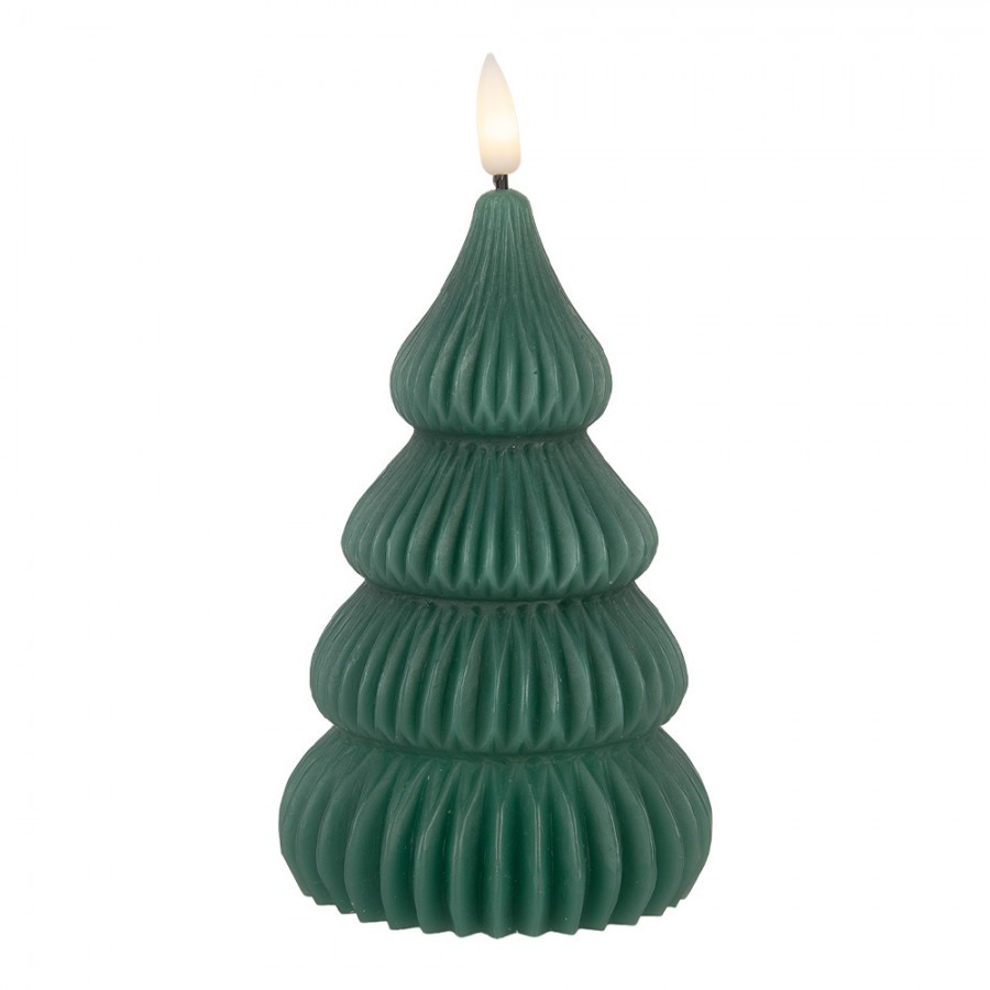 Zelená vánoční svíčka stromek Led Candle - Ø 8*17 cm / 2*AA Clayre & Eef Zelená vánoční svíčka stromek Led Candle - Ø 8*17 cm / 2*AA Clayre & Eef