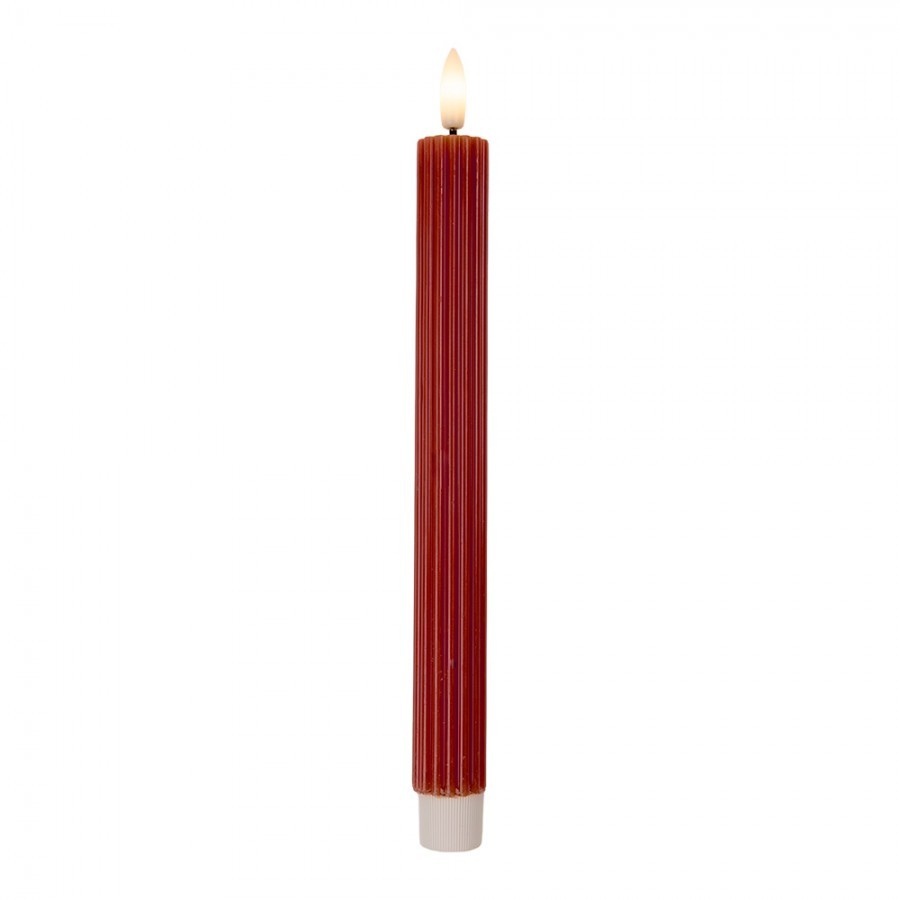 Set 2ks vínová úzká svíčka s vroubkováním Led Candle - Ø 2*25 cm / 2*AAA Clayre & Eef Set 2ks vínová úzká svíčka s vroubkováním Led Candle - Ø 2*25 cm / 2*AAA Clayre & Eef