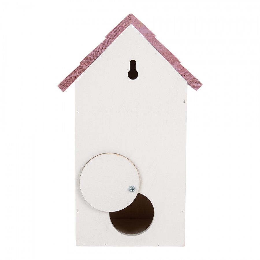 Bílo-fialová dřevěná ptačí budka s květy Birdhouse - 15*10*22 cm Clayre & Eef Bílo-fialová dřevěná ptačí budka s květy Birdhouse - 15*10*22 cm Clayre & Eef