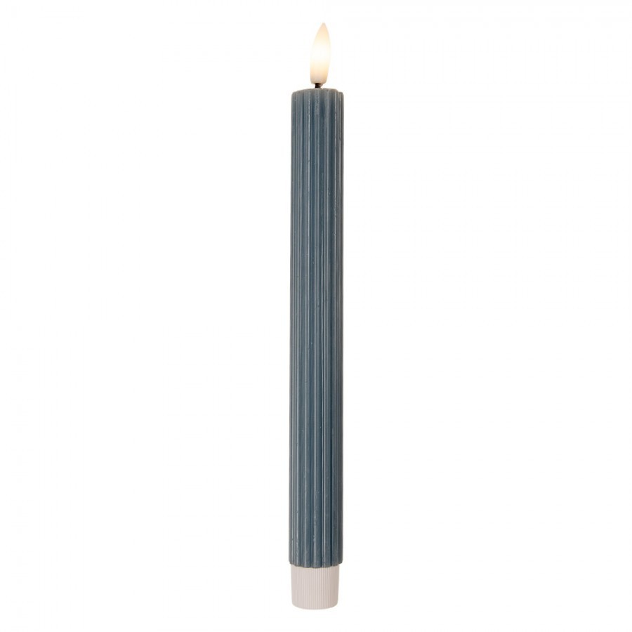 Set 2ks modrá úzká svíčka s vroubkováním Led Candle - Ø 2*25 cm / 2*AAA Clayre & Eef Set 2ks modrá úzká svíčka s vroubkováním Led Candle - Ø 2*25 cm / 2*AAA Clayre & Eef