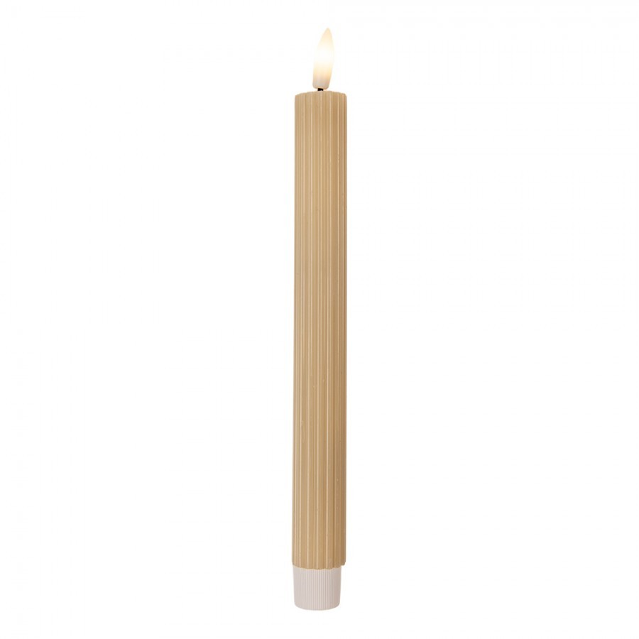 Set 2ks béžová úzká svíčka s vroubkováním Led Candle - Ø 2*25 cm / 2*AAA Clayre & Eef Set 2ks béžová úzká svíčka s vroubkováním Led Candle - Ø 2*25 cm / 2*AAA Clayre & Eef