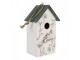 Zeleno-bílá dřevěná ptačí budka s květy Birdhouse - 15*10*22 cm Clayre & Eef