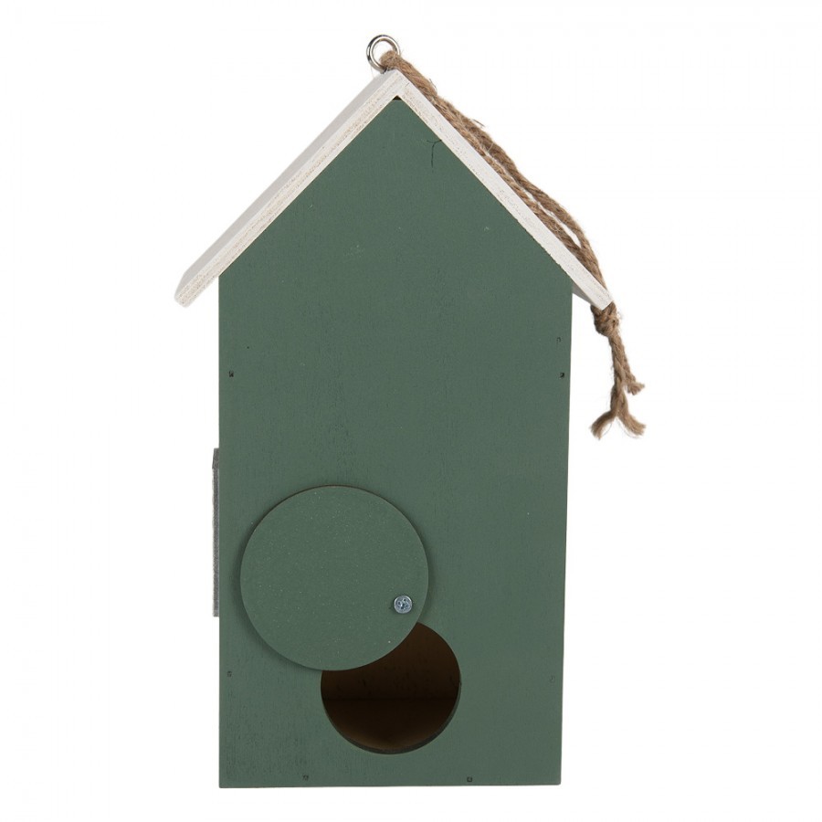 Bílo-zelená dřevěná ptačí budka s květy Birdhouse - 15*10*22 cm Clayre & Eef Bílo-zelená dřevěná ptačí budka s květy Birdhouse - 15*10*22 cm Clayre & Eef