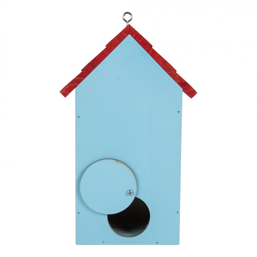 Červeno-modrá dřevěná ptačí budka s růžemi Birdhouse - 15*10*22 cm Clayre & Eef Červeno-modrá dřevěná ptačí budka s růžemi Birdhouse - 15*10*22 cm Clayre & Eef