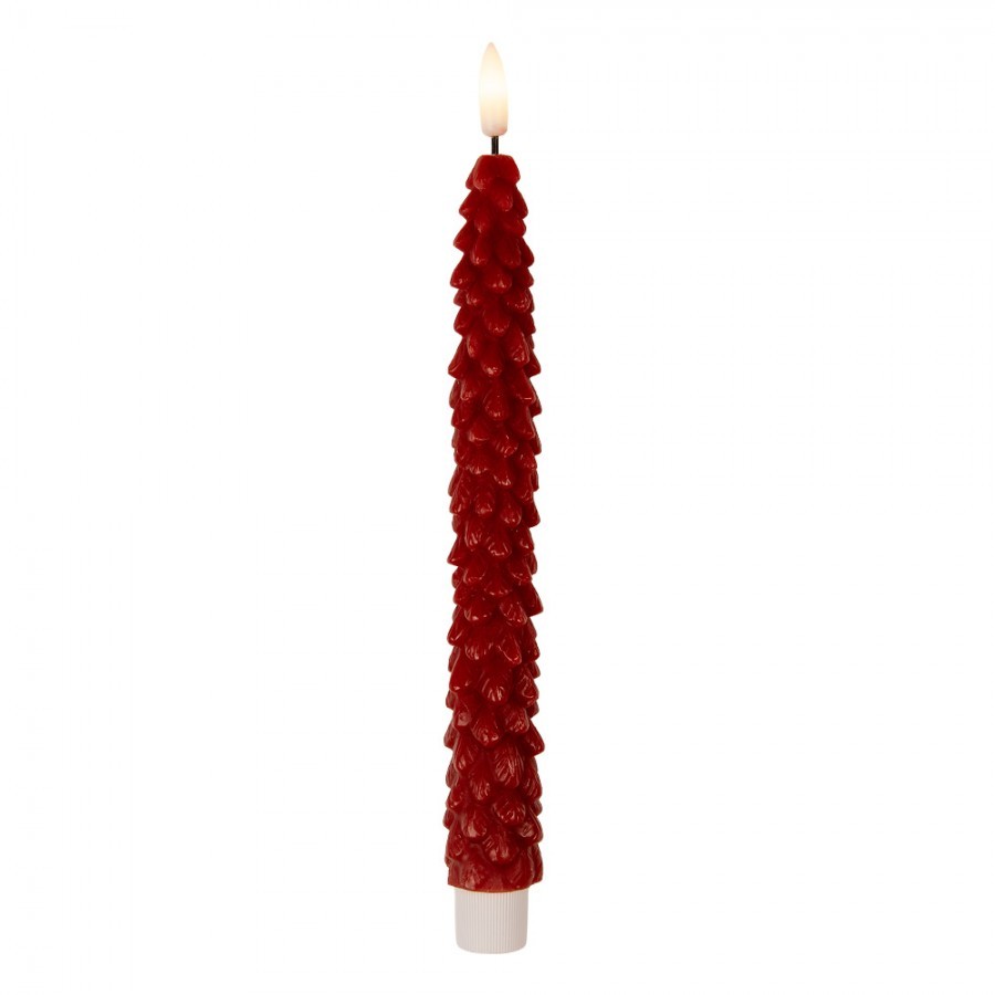 Set 2ks vínová úzká svíčka stromek Led Candle - Ø 2*25 cm / 2*AAA Clayre & Eef Set 2ks vínová úzká svíčka stromek Led Candle - Ø 2*25 cm / 2*AAA Clayre & Eef