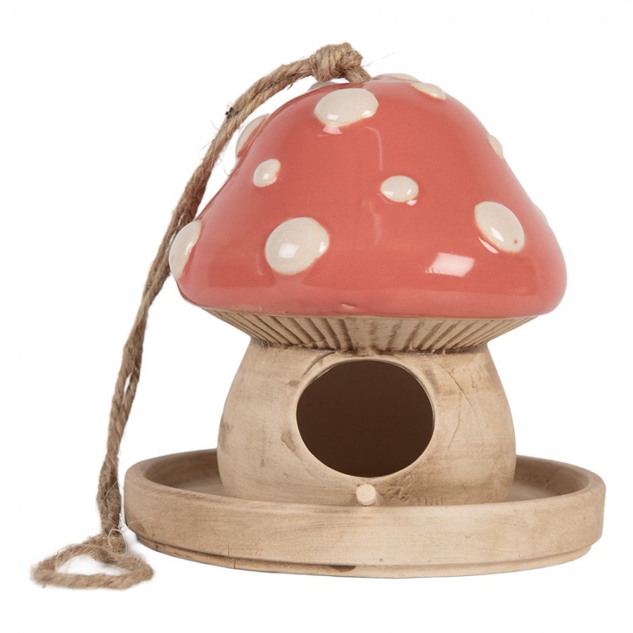 Závěsné keramické ptačí krmítko – Pohádková muchomůrka - Ø 13*13 cm