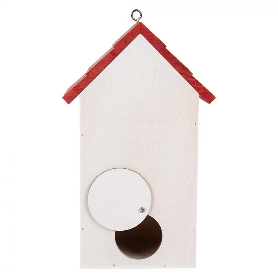 Bílo-červená dřevěná ptačí budka s vlčími máky Birdhouse - 15*10*22 cm Clayre & Eef Bílo-červená dřevěná ptačí budka s vlčími máky Birdhouse - 15*10*22 cm Clayre & Eef