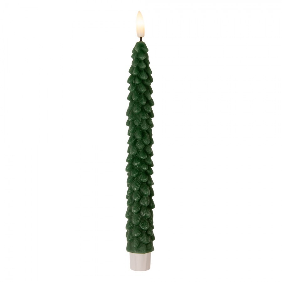 Set 2ks zelená úzká svíčka stromek Led Candle - Ø 2*25 cm / 2*AAA Clayre & Eef Set 2ks zelená úzká svíčka stromek Led Candle - Ø 2*25 cm / 2*AAA Clayre & Eef