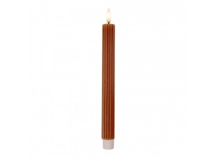 Set 2ks hnědá úzká svíčka s vroubkováním Led Candle - Ø 2*25 cm / 2*AAA