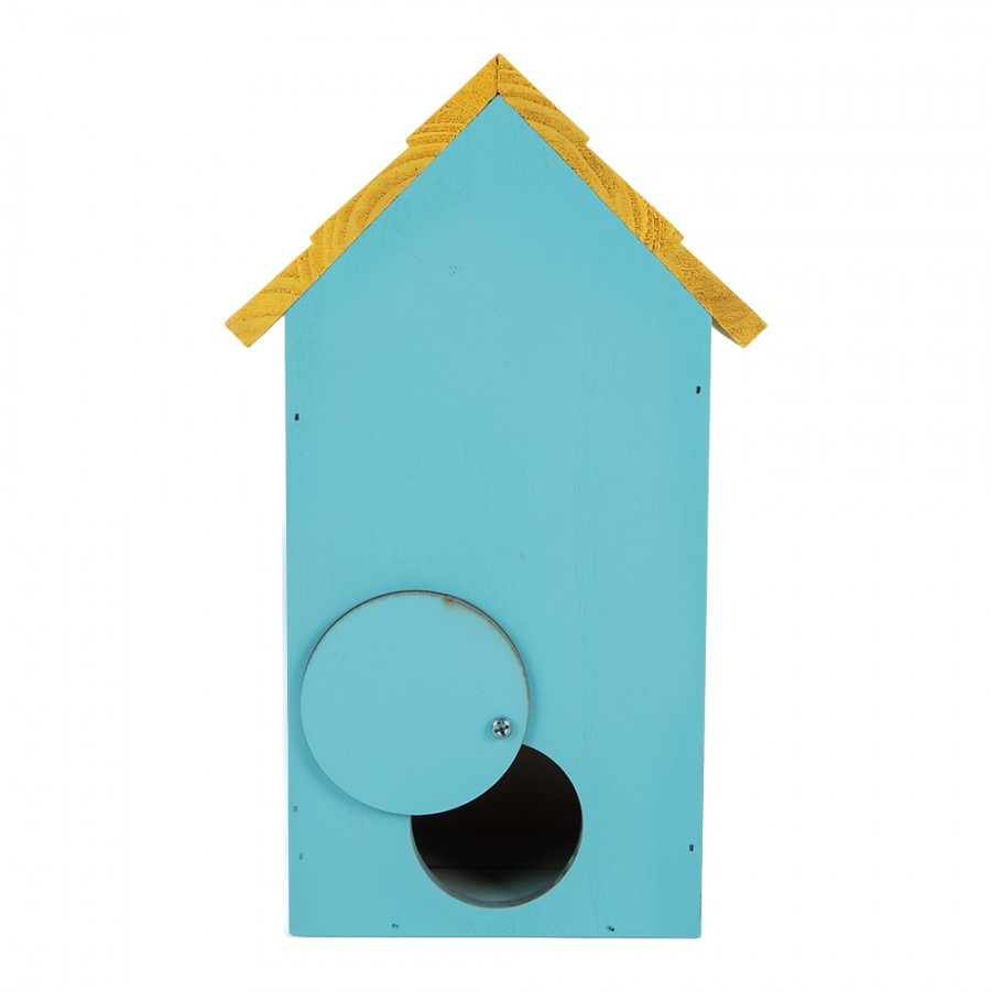 Modro-žlutá dřevěná ptačí budka se včelkami Birdhouse - 15*10*22 cm Clayre & Eef Modro-žlutá dřevěná ptačí budka se včelkami Birdhouse - 15*10*22 cm Clayre & Eef