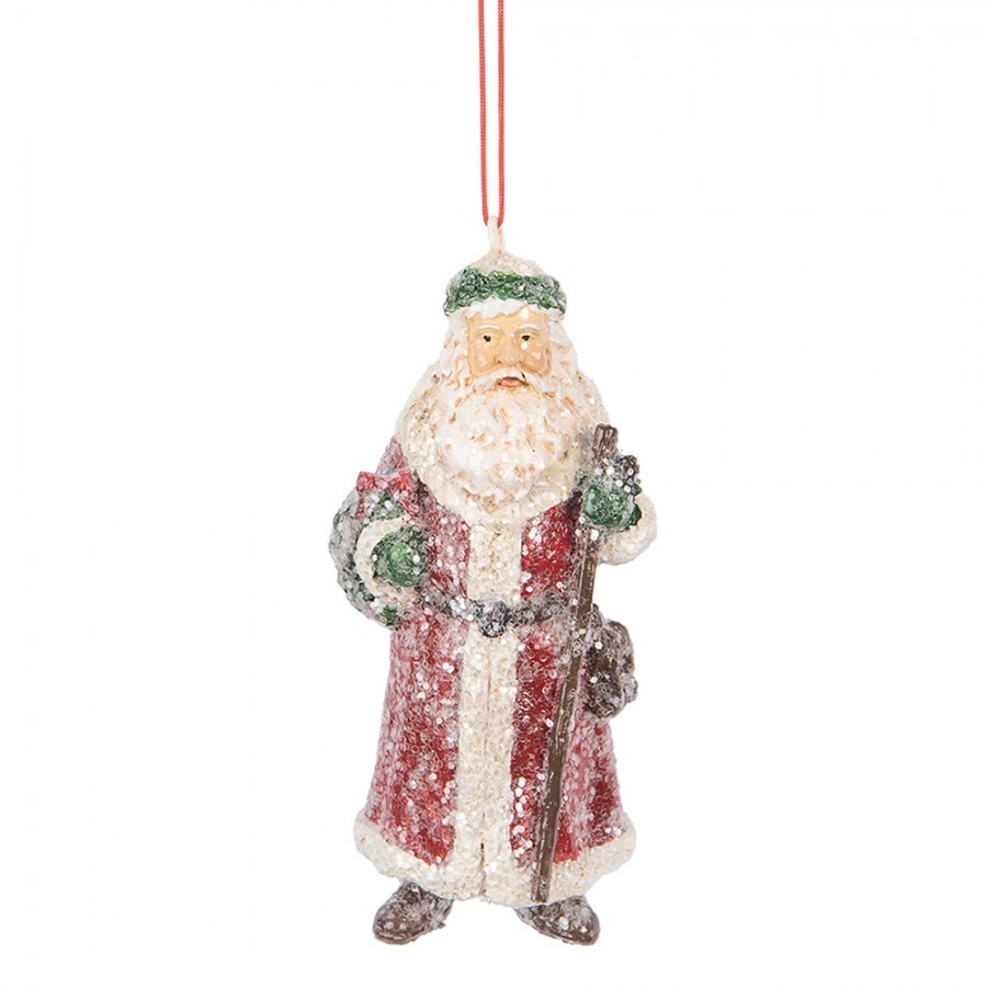 Červená vánoční závěsná dekorace Santa Claus - 5*4*12 cm Clayre & Eef Červená vánoční závěsná dekorace Santa Claus - 5*4*12 cm Clayre & Eef