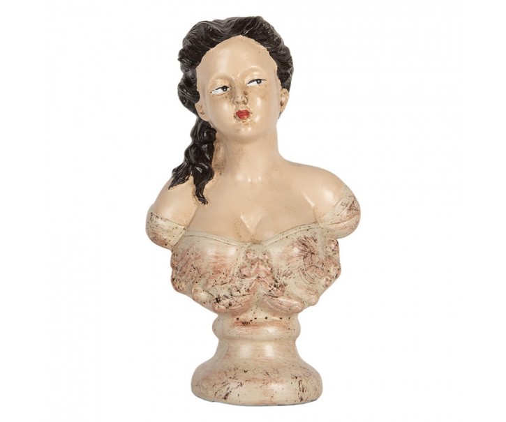 Béžová antik dekorace busta žena v šatech - 12*8*20 cm Clayre & Eef