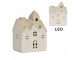 Béžový keramický svítící LED domek kostel - 9*6*12 cm Clayre & Eef