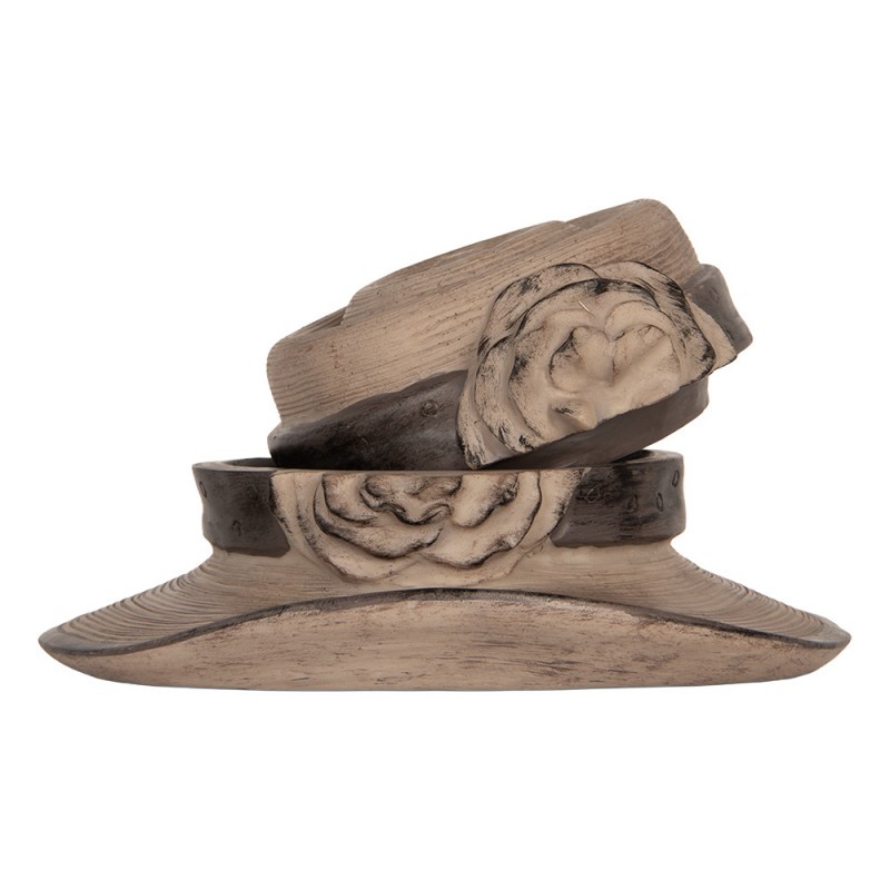 Hnědý antik dekorační klobouk šperkovnice - Ø 22*11 cm Clayre & Eef Hnědý antik dekorační klobouk šperkovnice - Ø 22*11 cm Clayre & Eef