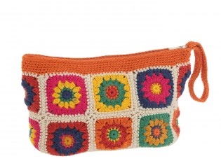 Barevná háčkovaná květovaná taštička do ruky Croche - 34*10*17 cm