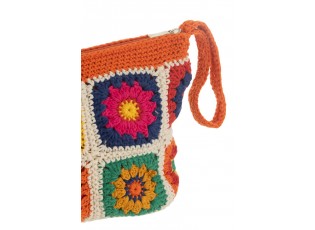 Barevná háčkovaná květovaná taštička do ruky Croche - 34*10*17 cm