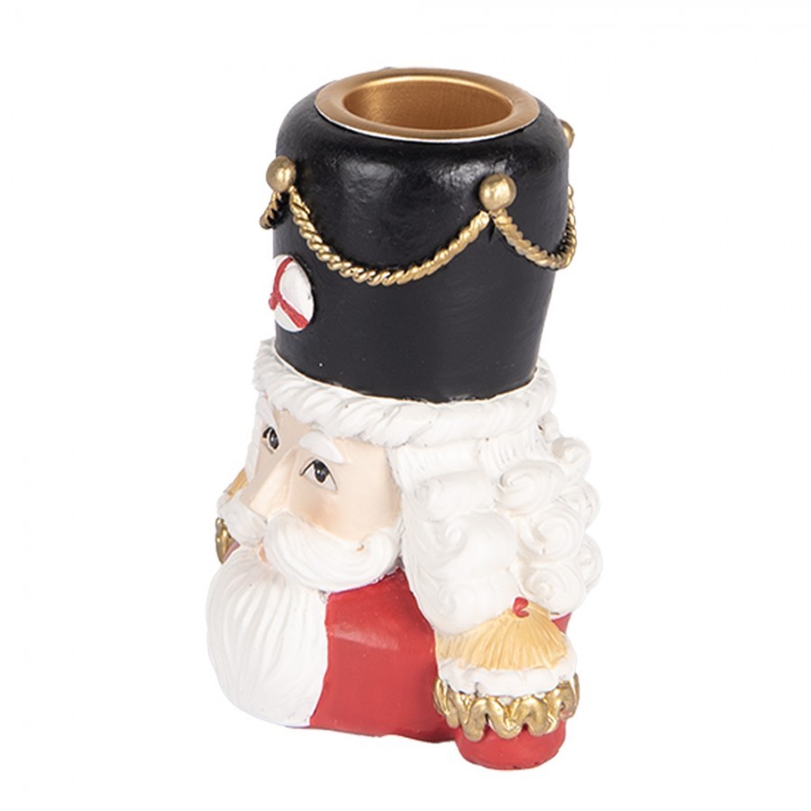 Červený svícen na úzkou svíčku Louskáček Nutcracker - 8*6*9 cm Clayre & Eef Červený svícen na úzkou svíčku Louskáček Nutcracker - 8*6*9 cm Clayre & Eef