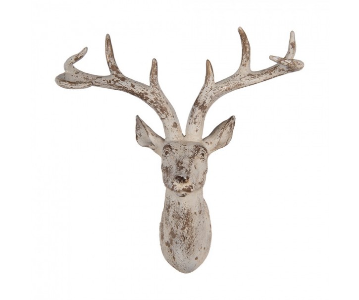 Béžová antik nástěnná dekorace Jelen Deer - 33*16*37 cm Clayre & Eef