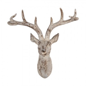 Béžová antik nástěnná dekorace Jelen Deer - 33*16*37 cm