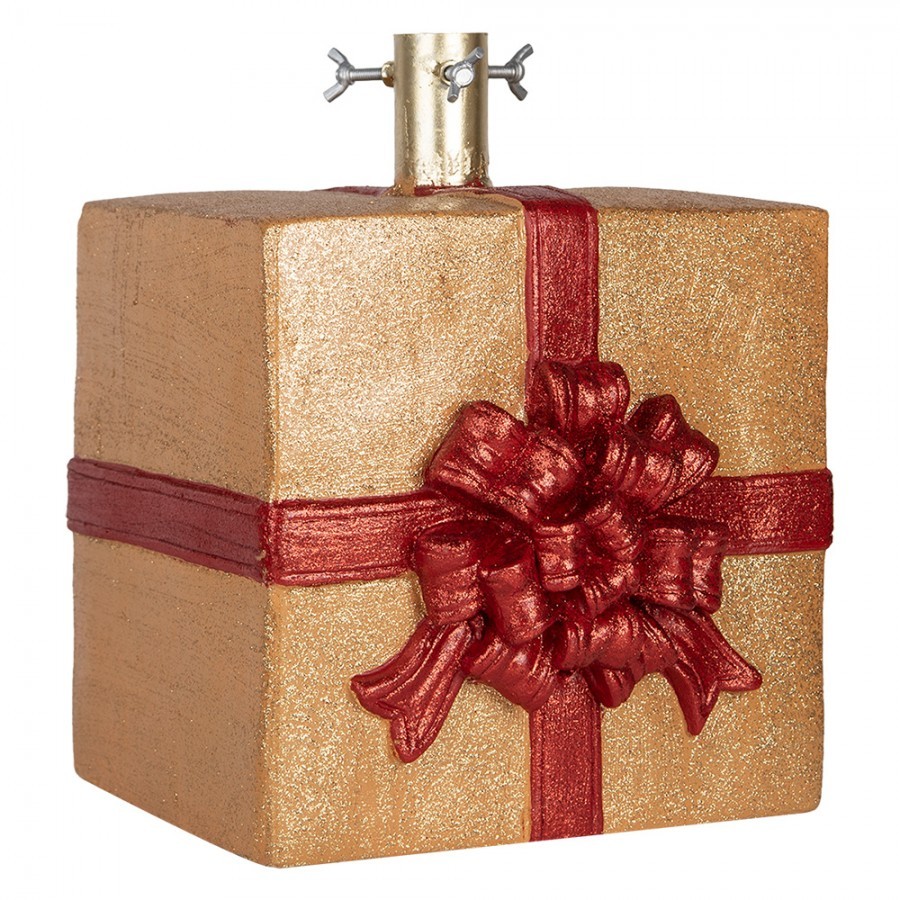 Červenozlatý stojan na stromek v podobě dárku - 26*25*32 cm Clayre & Eef Červenozlatý stojan na stromek v podobě dárku - 26*25*32 cm Clayre & Eef