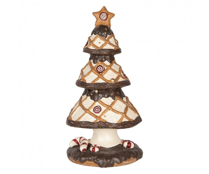 Hnědá dekorace stromek s cukrovinkami Christmas Tree - Ø 22*43 cm Clayre & Eef