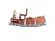 Červená kovová dekorace vláček na kolejích Christmas Train - 79*15*37 cm Clayre & Eef