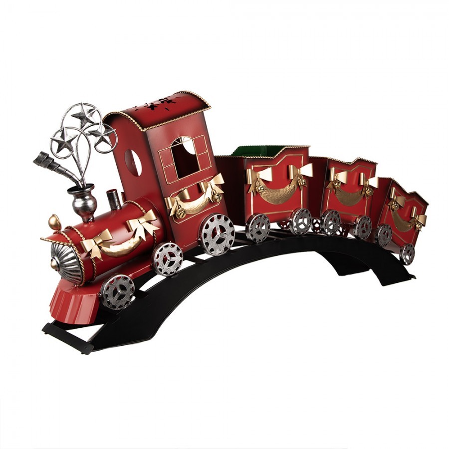 Červená kovová dekorace vláček na kolejích Christmas Train - 108*18*44 cm Clayre & Eef Červená kovová dekorace vláček na kolejích Christmas Train - 108*18*44 cm Clayre & Eef